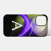 Coque iPhone 12 PERLE ALIEN MONOGRAMME Abstrait Vert Violet (Verso Horizontal)