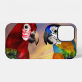 COQUE iPhone 12 PERROQUETS HYPER / ARA ROUGE ET BLEU (Verso Horizontal)