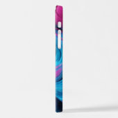 Coque iPhone 12 Personnalisé Moderne Abstrait-bleu et Fuchsia (Côté gauche)