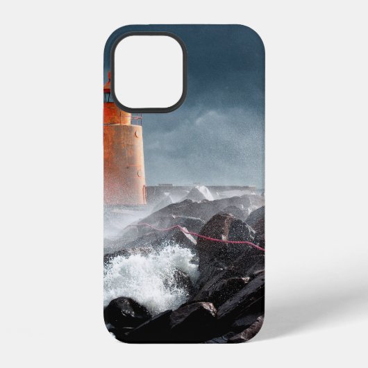 COQUE iPhone 12 PHAR ORANGE SUR UN ROCHER (Verso)