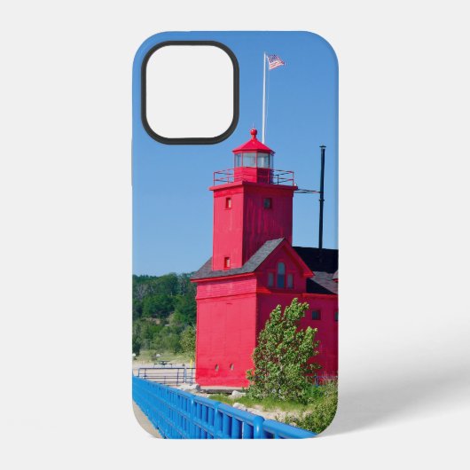 Coque iPhone 12 Phare de Big Red Michigan (Verso)
