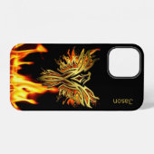Coque iPhone 12 Phénix en flammes sur un étui Case-Mate noir (Verso Horizontal)