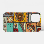 Coque iPhone 12 Pièces de tissu cousues dans un style patchwork. E (Verso Horizontal)