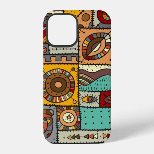 Coque iPhone 12 Pièces de tissu cousues dans un style patchwork. E (Verso)