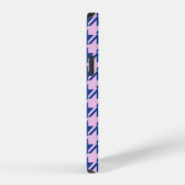 Coque iPhone 12 Pied de fond rose+Motif bleu (Côté droit)