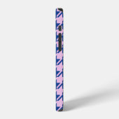 Coque iPhone 12 Pied de fond rose+Motif bleu (Côté gauche)