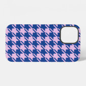 Coque iPhone 12 Pied de fond rose+Motif bleu (Verso Horizontal)