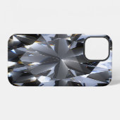 Coque iPhone 12 Pierre de diamant : l'espace noir brille. (Verso Horizontal)