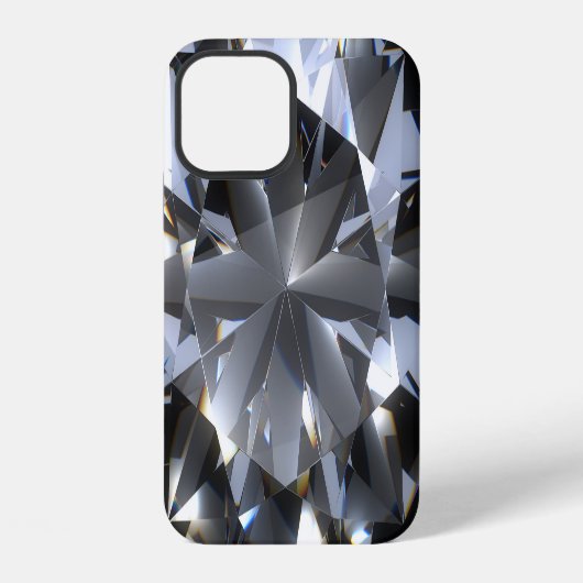 Coque iPhone 12 Pierre de diamant : l'espace noir brille. (Verso)