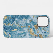 Coque iPhone 12 Pierre d'Or Bleu Foncé Unique (Verso Horizontal)