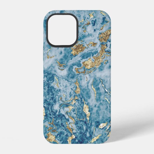 Coque iPhone 12 Pierre d'Or Bleu Foncé Unique (Verso)