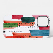 Coque iPhone 12 Pinceau Doodle : Orange Bleu (Verso Horizontal)