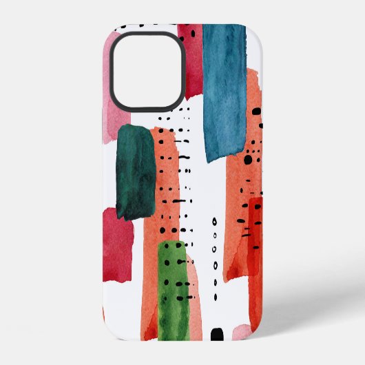 Coque iPhone 12 Pinceau Doodle : Orange Bleu (Verso)