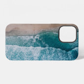 Coque iPhone 12 Plage de sable des vagues de l'océan bleu (Verso Horizontal)