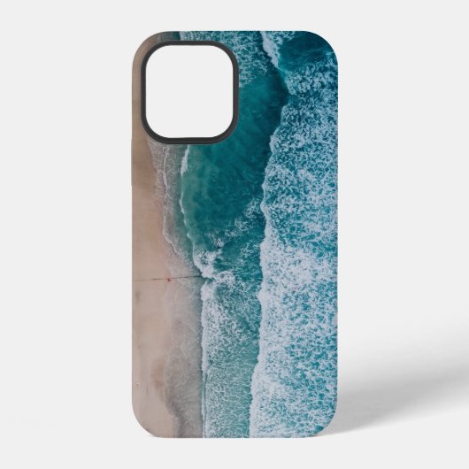 Coque iPhone 12 Plage de sable des vagues de l'océan bleu (Verso)