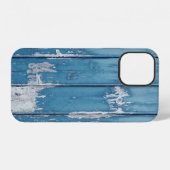 Coque iPhone 12 Planche en bois sarcelle et marron (Verso Horizontal)