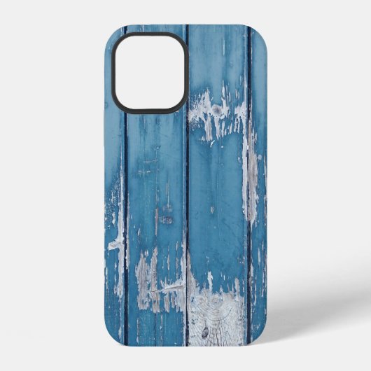 Coque iPhone 12 Planche en bois sarcelle et marron (Verso)