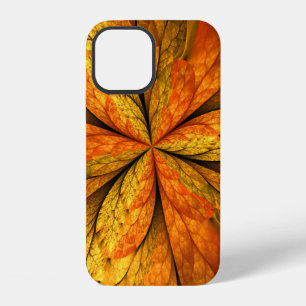 Coque iPhone 12 Plante d'automne, art abstrait moderne de feuille
