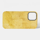 Coque iPhone 12 plâtre texturé abstrait jaune clair sur le mur (Verso Horizontal)
