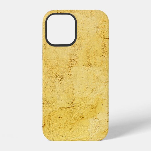 Coque iPhone 12 plâtre texturé abstrait jaune clair sur le mur (Verso)