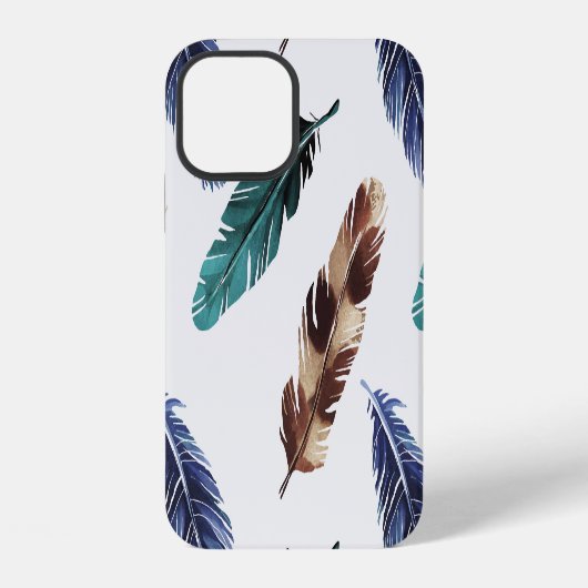 Coque iPhone 12 Plumes colorées Texture tribale (Verso)