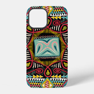Coque iPhone 12 Poche carrée, châle, textile. Motif abstrait color