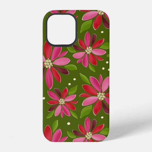 Coque iPhone 12 Poinsettia Téléphone (Verso)