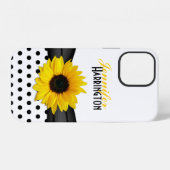 Coque iPhone 12 Pointe Chic de Polka de tournesol (Verso Horizontal)