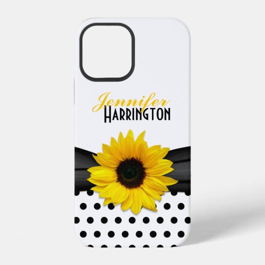 Coque iPhone 12 Pointe Chic de Polka de tournesol (Verso)