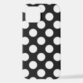 Coque iPhone 12 Pois noirs et blancs, Motif Polka (Verso)