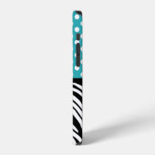 Coque iPhone 12 Polka Dot Turquoise et Zebra Print (Côté gauche)