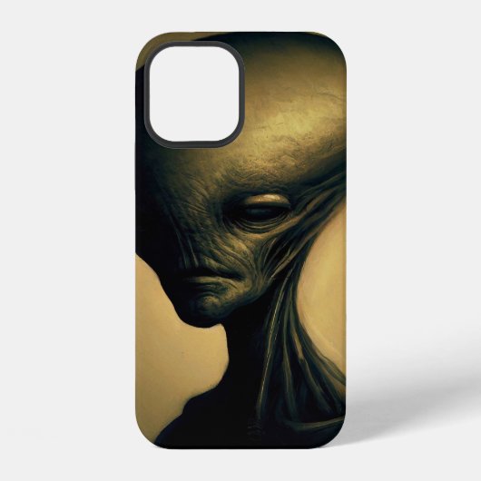 Coque iPhone 12 Portrait Alien tiré à la main (Verso)