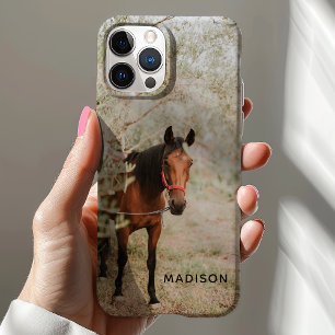 Coque iPhone 12 Portrait de cheval personnalisé équin animal perso