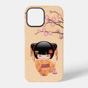Coque iPhone 12 Poupée Kokeshi Ume - Fille Geisha Japonaise de Pêc