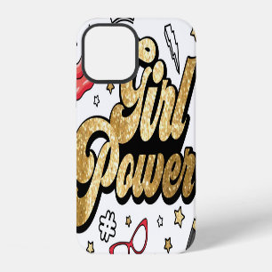 Coque iPhone 12 Pouvoir des filles : paillettes féministes vintage