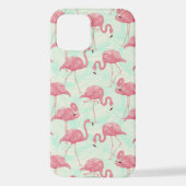 Coque iPhone 12 Preppy Chic Elegant Pink Flamingo Motif (Verso)