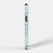 Coque iPhone 12 Pro Abstrait Big Flower Outlines BWG+Duck Egg Blue (Côté droit)