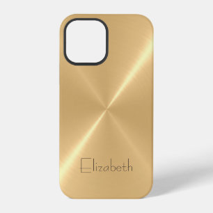 Coque iPhone 12 Pro Acier inoxydable métallisé or pâle