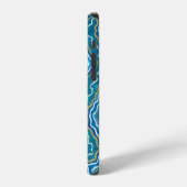 Coque iPhone 12 Pro Agate Graphique Bleu Or (Côté gauche)