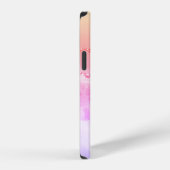 Coque iPhone 12 Pro Agate rose, violet et jaune, nom en script noir DI (Côté droit)