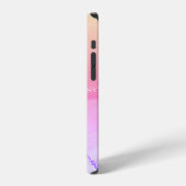 Coque iPhone 12 Pro Agate rose, violet et jaune, nom en script noir DI (Côté gauche)