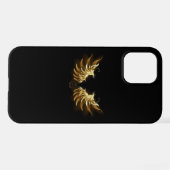 Coque iPhone 12 Pro Ailes d'Ange d'or sur arrière - plan noir (Verso Horizontal)