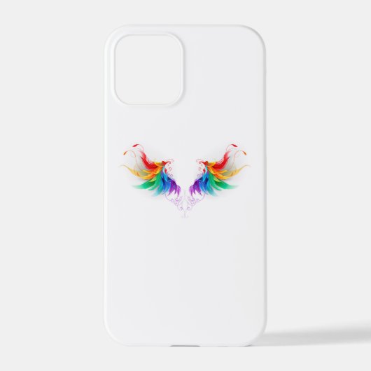 Coque iPhone 12 Pro Ailes fluffy arc-en-ciel (Verso)