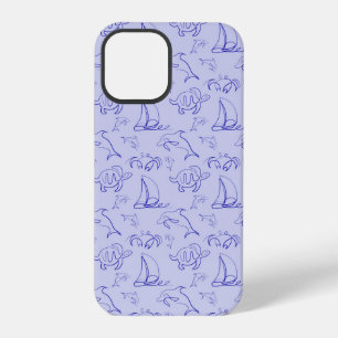 Coque iPhone 12 Pro Animaux marins et voilier motif de dessin à une li