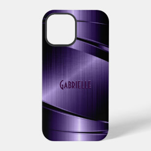 Coque iPhone 12 Pro Apparence aluminium brossé métallisé violet brilla