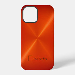 Coque iPhone 12 Pro Aspect Métal Inox Orange