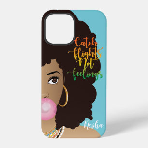 Coque iPhone 12 Pro Attrape un vol pas des sentiments, femme noire, go