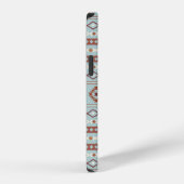 Coque iPhone 12 Pro Aztec Mixte Motif Motif Rusts Crème Bleu (Côté droit)