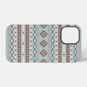 Coque iPhone 12 Pro Aztec Mixte Motif Motif Rusts Crème Bleu (Verso Horizontal)