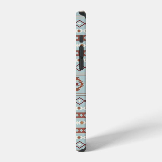 Coque iPhone 12 Pro Aztec Mixte Motif Motif Rusts Crème Bleu (Côté gauche)